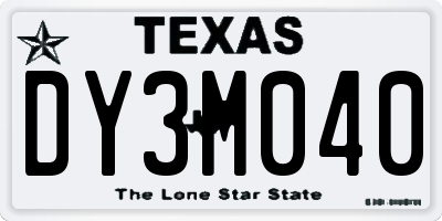 TX license plate DY3M040
