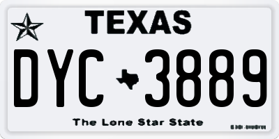 TX license plate DYC3889