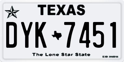 TX license plate DYK7451