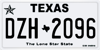 TX license plate DZH2096