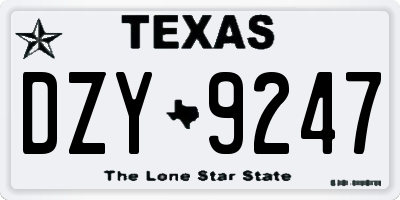 TX license plate DZY9247
