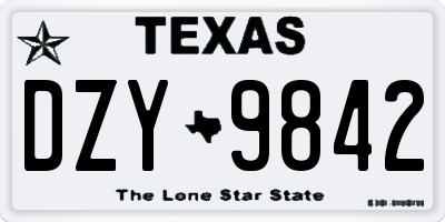 TX license plate DZY9842