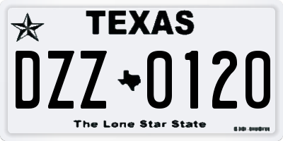 TX license plate DZZ0120