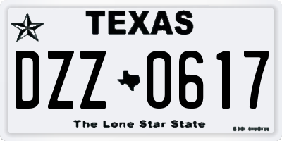TX license plate DZZ0617