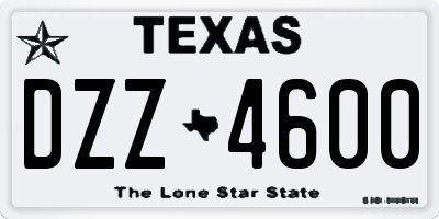 TX license plate DZZ4600
