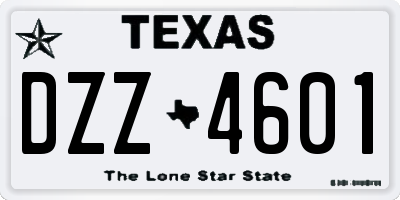 TX license plate DZZ4601