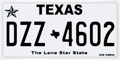 TX license plate DZZ4602