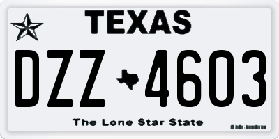 TX license plate DZZ4603