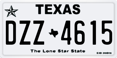 TX license plate DZZ4615