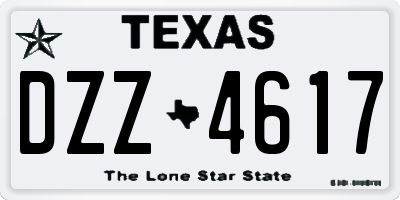 TX license plate DZZ4617