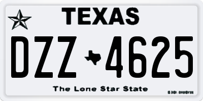 TX license plate DZZ4625