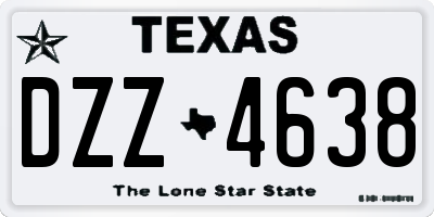 TX license plate DZZ4638