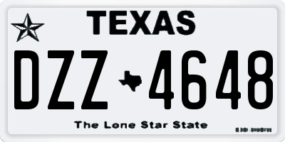 TX license plate DZZ4648