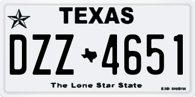 TX license plate DZZ4651