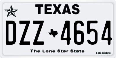 TX license plate DZZ4654