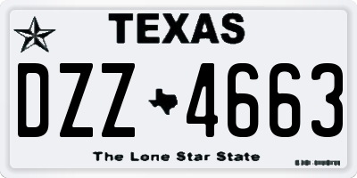 TX license plate DZZ4663