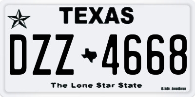 TX license plate DZZ4668