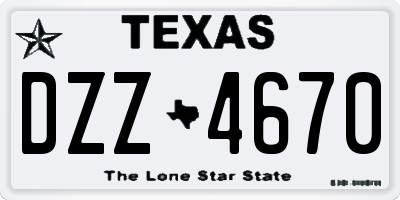TX license plate DZZ4670