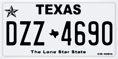 TX license plate DZZ4690