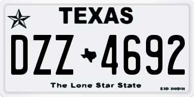 TX license plate DZZ4692