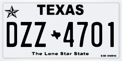 TX license plate DZZ4701