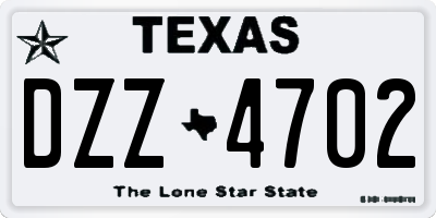 TX license plate DZZ4702