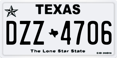 TX license plate DZZ4706