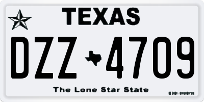 TX license plate DZZ4709