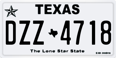 TX license plate DZZ4718