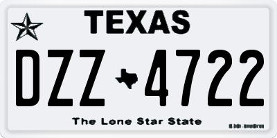 TX license plate DZZ4722