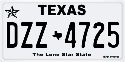 TX license plate DZZ4725