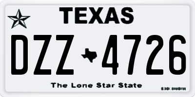 TX license plate DZZ4726