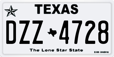 TX license plate DZZ4728