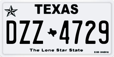 TX license plate DZZ4729
