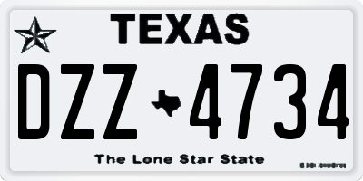 TX license plate DZZ4734