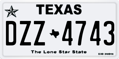 TX license plate DZZ4743