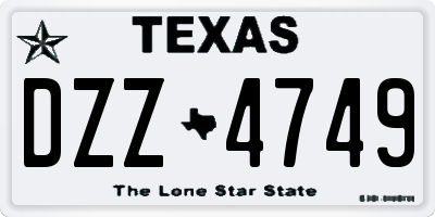 TX license plate DZZ4749