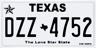 TX license plate DZZ4752
