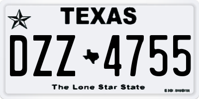 TX license plate DZZ4755