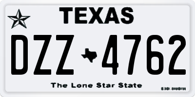 TX license plate DZZ4762