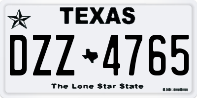 TX license plate DZZ4765