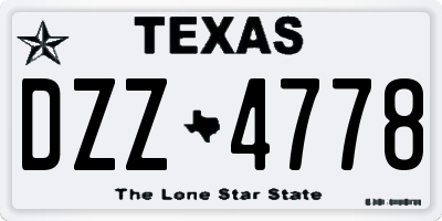 TX license plate DZZ4778
