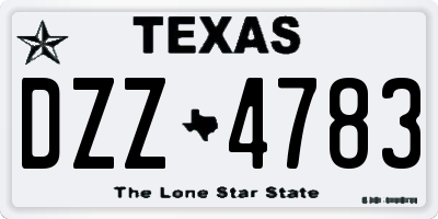 TX license plate DZZ4783