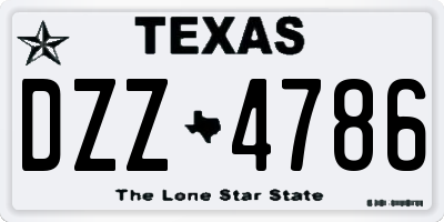 TX license plate DZZ4786