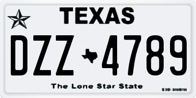 TX license plate DZZ4789