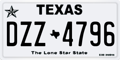 TX license plate DZZ4796
