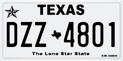TX license plate DZZ4801