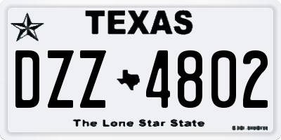 TX license plate DZZ4802