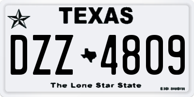 TX license plate DZZ4809