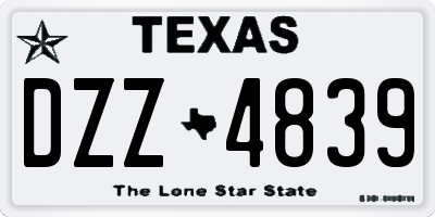 TX license plate DZZ4839